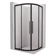 HD Moment+ 80x80 íves két tolóajtós matt zuhanykabin 6 mm vastag vízlepergető biztonsági üveggel, fekete színű elemekkel, 190 cm magas
