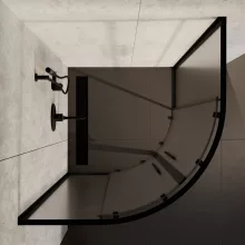 HD Moment+ 80x80 íves két tolóajtós matt zuhanykabin 6 mm vastag vízlepergető biztonsági üveggel, fekete színű elemekkel, 190 cm magas