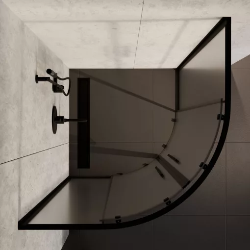 HD Moment+ 80x80 íves két tolóajtós matt zuhanykabin 6 mm vastag vízlepergető biztonsági üveggel, fekete színű elemekkel, 190 cm magas