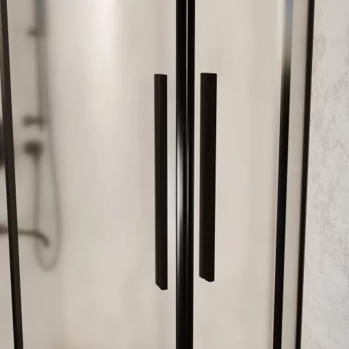 HD Moment+ 80x80 íves két tolóajtós matt zuhanykabin 6 mm vastag vízlepergető biztonsági üveggel, fekete színű elemekkel, 190 cm magas