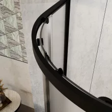HD Moment+ 80x80 íves két tolóajtós matt zuhanykabin 6 mm vastag vízlepergető biztonsági üveggel, fekete színű elemekkel, 190 cm magas