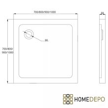 HD Moment+ 100x100 szögletes két tolóajtós matt zuhanykabin fehér slim zuhanytálcával és fekete szifonnal, fekete színű elemekkel, 190 cm magas