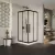   HD Moment+ 70x70 szögletes két tolóajtós matt zuhanykabin fehér magas zuhanytálcával és fekete szifonnal, fekete színű elemekkel, 190 cm magas
