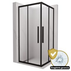   HD Moment+ szögletes két tolóajtós matt zuhanykabin 6 mm vastag vízlepergető biztonsági üveggel, fekete színű elemekkel, 190 cm magas