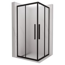 HD Moment+ 100x100 szögletes két tolóajtós matt zuhanykabin 6 mm vastag vízlepergető biztonsági üveggel, fekete színű elemekkel, 190 cm magas