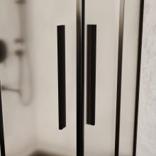 HD Moment+ 100x100 szögletes két tolóajtós matt zuhanykabin 6 mm vastag vízlepergető biztonsági üveggel, fekete színű elemekkel, 190 cm magas