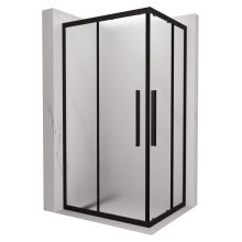 HD Moment+ aszimmetrikus szögletes két tolóajtós matt zuhanykabin 6 mm vastag vízlepergető biztonsági üveggel, fekete színű elemekkel, 190 cm magas