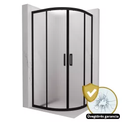   HD Moment 80x80 íves két tolóajtós matt zuhanykabin 6 mm vastag vízlepergető biztonsági üveggel, fekete színű elemekkel, 190 cm magas