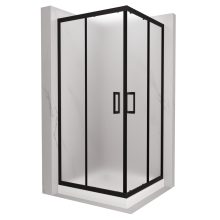 HD Moment 80x80 szögletes két tolóajtós matt zuhanykabin fehér magas zuhanytálcával és fekete szifonnal, fekete sszínű elemekkel, 190 cm magas