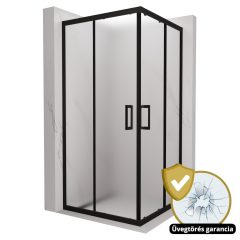   HD Moment szögletes két tolóajtós matt zuhanykabin 6 mm vastag vízlepergető biztonsági üveggel, fekete színű elemekkel, 190 cm magas
