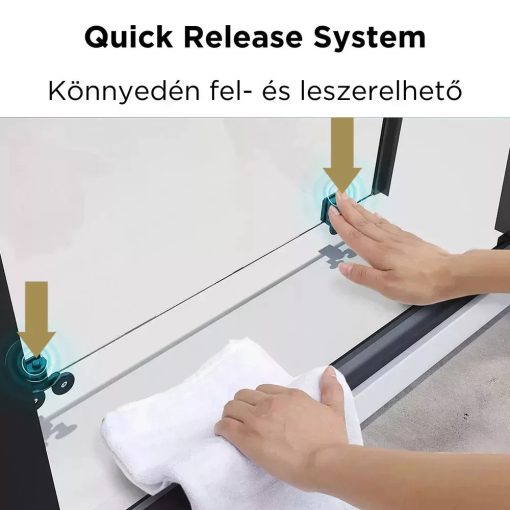 HD Moment aszimmetrikus szögletes két tolóajtós matt zuhanykabin 6 mm vastag vízlepergető biztonsági üveggel, fekete színű elemekkel, 190 cm magas