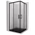   HD Moment 80x80 szögletes két tolóajtós matt zuhanykabin fekete slim zuhanytálcával és fekete szifonnal, fekete színű elemekkel, 190 cm magas