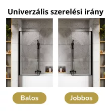 HD Niko Black 70x150 kihajtható 1 szárnyú kádparaván 6 mm vastag vízlepergető biztonsági üveggel, fekete elemekkel