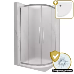   HD Nova+ 80x80 íves két tolóajtós matt zuhanykabin fehér slim zuhanytálcával és króm szifonnal, krómozott elemekkel, 190 cm magas