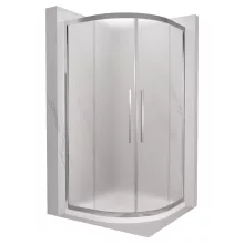 HD Nova+ 80x80 íves két tolóajtós matt zuhanykabin fehér slim zuhanytálcával és króm szifonnal, krómozott elemekkel, 190 cm magas