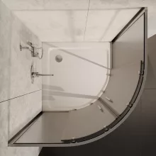 HD Nova+ 80x80 íves két tolóajtós matt zuhanykabin fehér slim zuhanytálcával és króm szifonnal, krómozott elemekkel, 190 cm magas