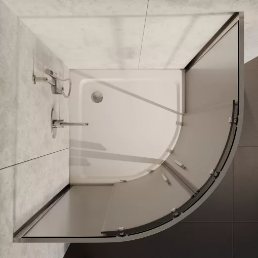 HD Nova+ 80x80 íves két tolóajtós matt zuhanykabin fehér slim zuhanytálcával és króm szifonnal, krómozott elemekkel, 190 cm magas
