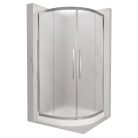 HD Nova+ 90x90 íves két tolóajtós matt zuhanykabin fehér magas zuhanytálcával és króm szifonnal, krómozott elemekkel, 190 cm magas