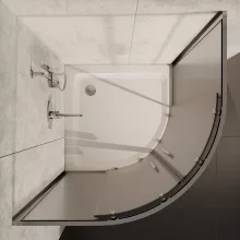 HD Nova+ 80x80 íves két tolóajtós matt zuhanykabin fehér magas zuhanytálcával és króm szifonnal, krómozott elemekkel, 190 cm magas