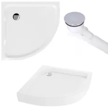 HD Nova+ 80x80 íves két tolóajtós matt zuhanykabin fehér magas zuhanytálcával és króm szifonnal, krómozott elemekkel, 190 cm magas