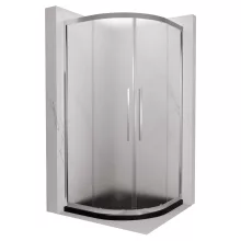 HD Nova+ 80x80 íves két tolóajtós matt zuhanykabin fekete slim zuhanytálcával és króm szifonnal, krómozott elemekkel, 190 cm magas