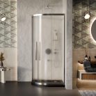 HD Nova+ 90x90 íves két tolóajtós matt zuhanykabin fekete slim zuhanytálcával és króm szifonnal, krómozott elemekkel, 190 cm magas