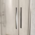 HD Nova+ 90x90 íves két tolóajtós matt zuhanykabin fekete slim zuhanytálcával és króm szifonnal, krómozott elemekkel, 190 cm magas