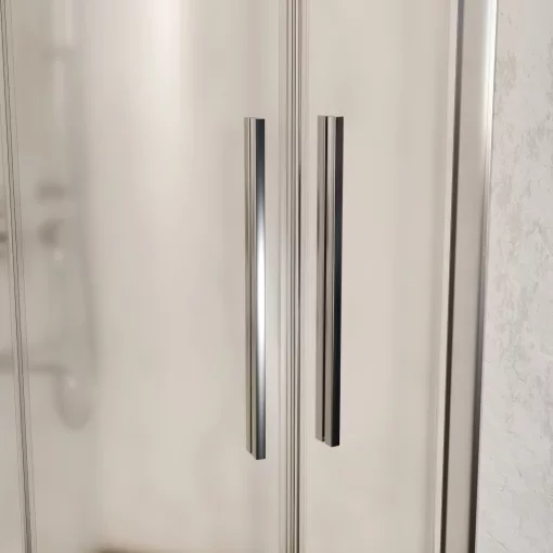 HD Nova+ 80x80 íves két tolóajtós matt zuhanykabin fekete slim zuhanytálcával és króm szifonnal, krómozott elemekkel, 190 cm magas