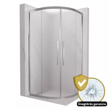 HD Nova+ 90x90 íves két tolóajtós matt zuhanykabin 6 mm vastag vízlepergető biztonsági üveggel, krómozott elemekkel, 190 cm magas