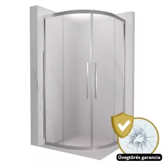   HD Nova+ 80x80 íves két tolóajtós matt zuhanykabin 6 mm vastag vízlepergető biztonsági üveggel, krómozott elemekkel, 190 cm magas