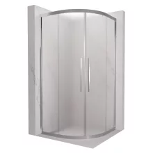 HD Nova+ 90x90 íves két tolóajtós matt zuhanykabin 6 mm vastag vízlepergető biztonsági üveggel, krómozott elemekkel, 190 cm magas