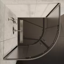 HD Nova+ 90x90 íves két tolóajtós matt zuhanykabin 6 mm vastag vízlepergető biztonsági üveggel, krómozott elemekkel, 190 cm magas