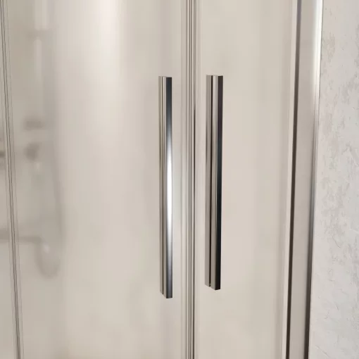 HD Nova+ 90x90 íves két tolóajtós matt zuhanykabin 6 mm vastag vízlepergető biztonsági üveggel, krómozott elemekkel, 190 cm magas