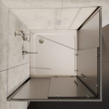 HD Nova+ szögletes két tolóajtós matt zuhanykabin fehér slim zuhanytálcával és króm szifonnal, krómozott elemekkel, 190 cm magas