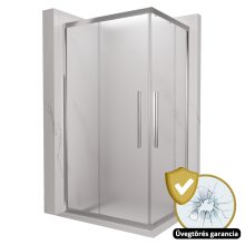 HD Nova+ aszimmetrikus szögletes két tolóajtós matt zuhanykabin 6 mm vastag vízlepergető biztonsági üveggel, krómozott elemekkel, 190 cm magas