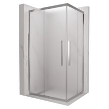 HD Nova+ aszimmetrikus szögletes két tolóajtós matt zuhanykabin 6 mm vastag vízlepergető biztonsági üveggel, krómozott elemekkel, 190 cm magas