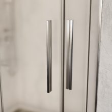 HD Nova+ aszimmetrikus szögletes két tolóajtós matt zuhanykabin 6 mm vastag vízlepergető biztonsági üveggel, krómozott elemekkel, 190 cm magas