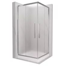 HD Nova+ 80x80 szögletes két tolóajtós matt zuhanykabin fehér magas zuhanytálcával és króm szifonnal, krómozott elemekkel, 190 cm magas