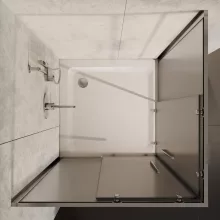 HD Nova+ 80x80 szögletes két tolóajtós matt zuhanykabin fehér magas zuhanytálcával és króm szifonnal, krómozott elemekkel, 190 cm magas