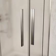 HD Nova+ 80x80 szögletes két tolóajtós matt zuhanykabin fehér magas zuhanytálcával és króm szifonnal, krómozott elemekkel, 190 cm magas