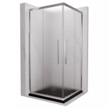 HD Nova+ 80x80 szögletes két tolóajtós matt zuhanykabin fekete slim zuhanytálcával és króm szifonnal, krómozott elemekkel, 190 cm magas