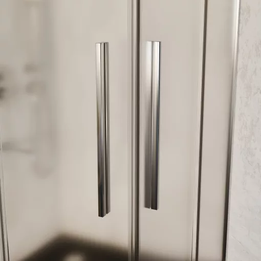 HD Nova+ 80x80 szögletes két tolóajtós matt zuhanykabin fekete slim zuhanytálcával és króm szifonnal, krómozott elemekkel, 190 cm magas