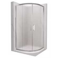 HD Nova 90x90 íves két tolóajtós matt zuhanykabin fehér slim zuhanytálcával és króm szifonnal, krómozott elemekkel, 190 cm magas