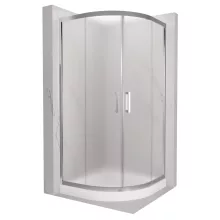 HD Nova 80x80 íves két tolóajtós matt zuhanykabin fehér magas zuhanytálcával és króm szifonnal, krómozott elemekkel, 190 cm magas