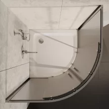 HD Nova 80x80 íves két tolóajtós matt zuhanykabin fehér magas zuhanytálcával és króm szifonnal, krómozott elemekkel, 190 cm magas