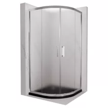 HD Nova 80x80 íves két tolóajtós matt zuhanykabin fekete slim zuhanytálcával és króm szifonnal, krómozott elemekkel, 190 cm magas