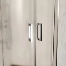 HD Nova 80x80 íves két tolóajtós matt zuhanykabin fekete slim zuhanytálcával és króm szifonnal, krómozott elemekkel, 190 cm magas