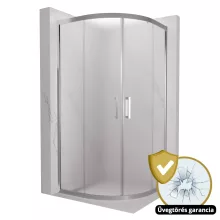 HD Nova 90x90 íves két tolóajtós matt zuhanykabin 6 mm vastag vízlepergető biztonsági üveggel, krómozott elemekkel, 190 cm magas
