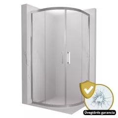   HD Nova 80x80 íves két tolóajtós matt zuhanykabin 6 mm vastag vízlepergető biztonsági üveggel, krómozott elemekkel, 190 cm magas