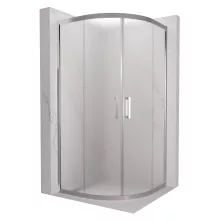 HD Nova 90x90 íves két tolóajtós matt zuhanykabin 6 mm vastag vízlepergető biztonsági üveggel, krómozott elemekkel, 190 cm magas